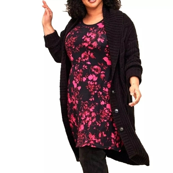 Torrid Black Chunky Knit Coatigan - Picture 1 of 4